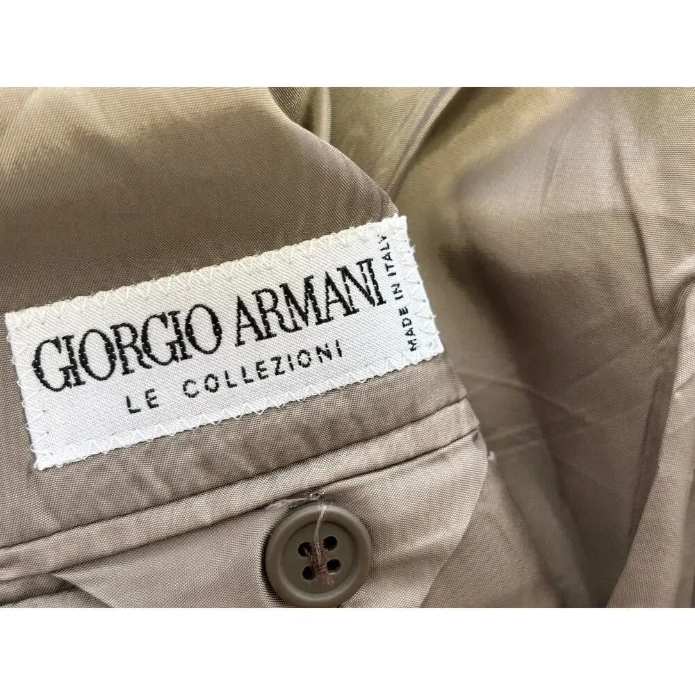 Giorgio Armani Blazer Mens 43R Brown Herringbone Wool Cotton Sport Coat Italy